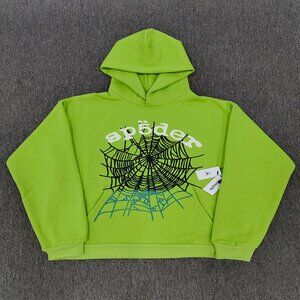 Sp5der Green Hooded Long-Sleeved T-Shirt